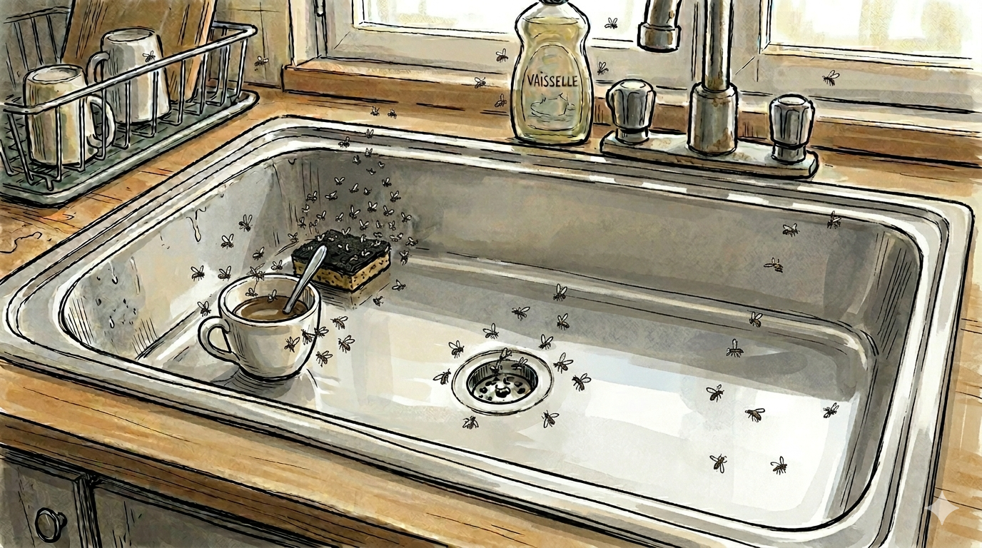 Moucherons dans l'évier : traitement rapide et prévention