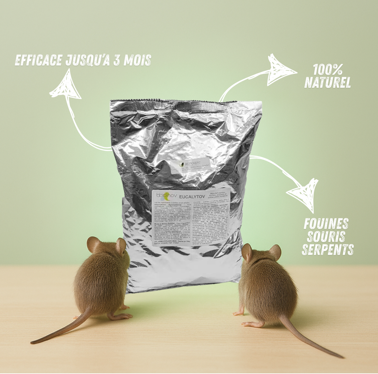 EUCALYTOV – Répulsif Granulé pour Martres, Fouines, Serpents et Petits Vertébrés