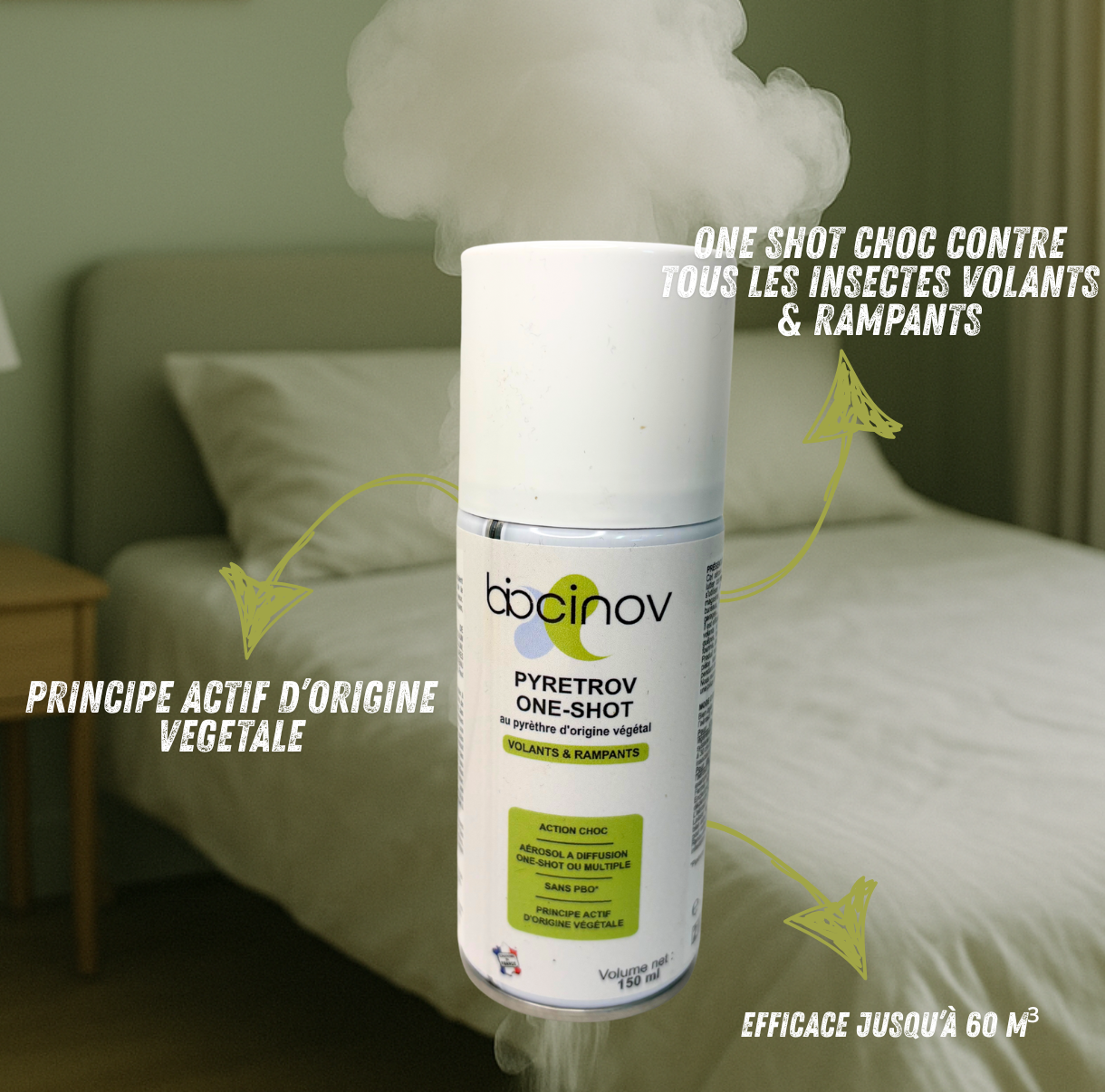 Aérosol Insecticide Naturel PYRETROV ONE-SHOT